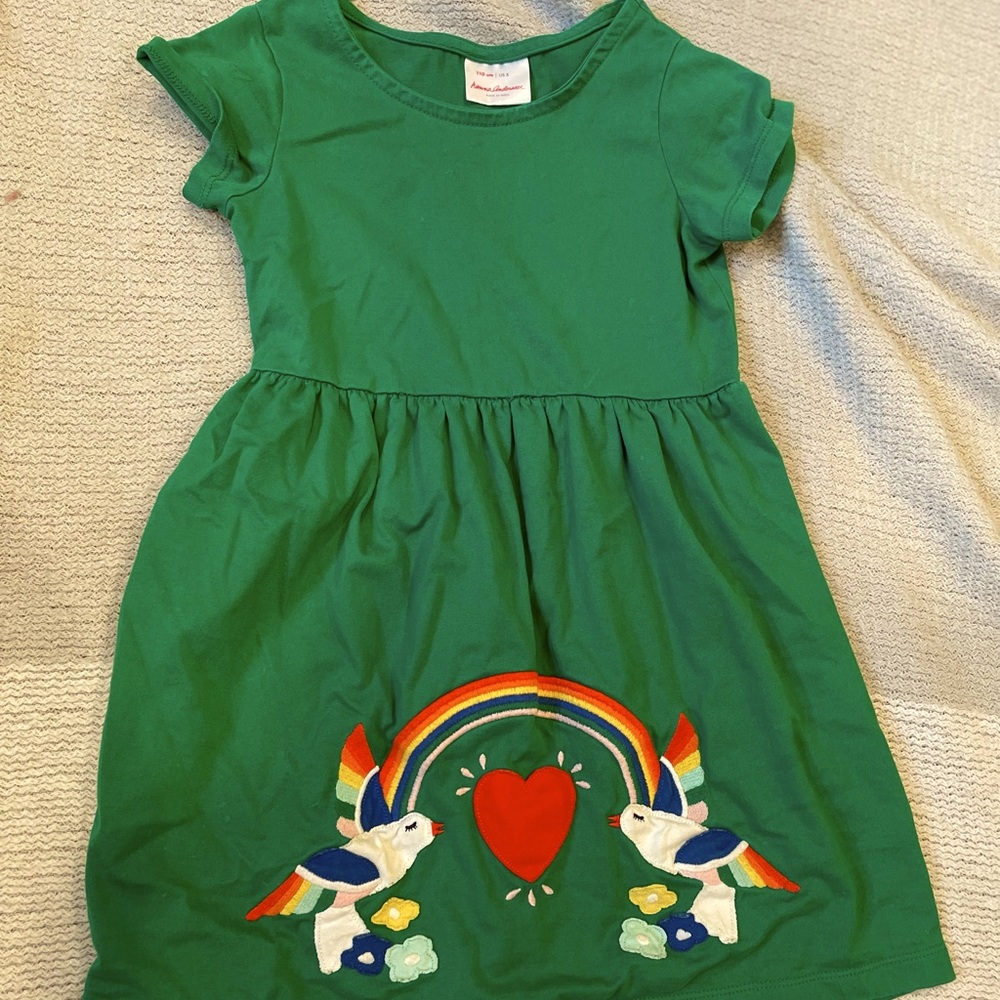Size 110 Hanna green embroidered dress.